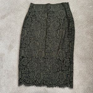 Diane Von Furstenberg Black Floral Lace Pencil Skirt
